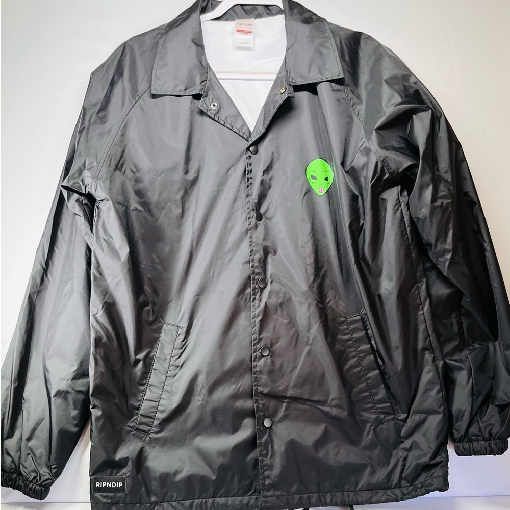 Ripndip Black Windbreaker with Green Alien‎ Logo